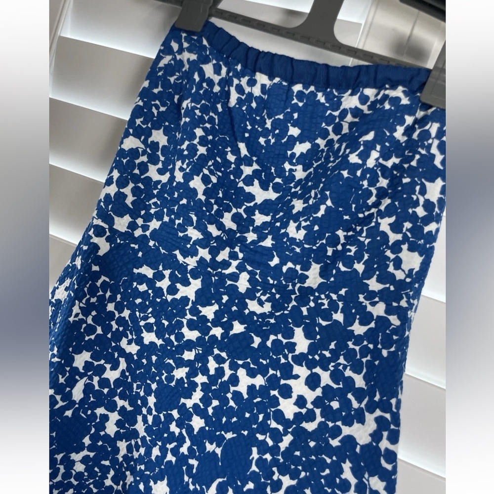 J Crew Strapless Boeing Midi Dress Blue White Flowers Women’s‎ 0 Fully Lined Zip - Picture 3 of 15